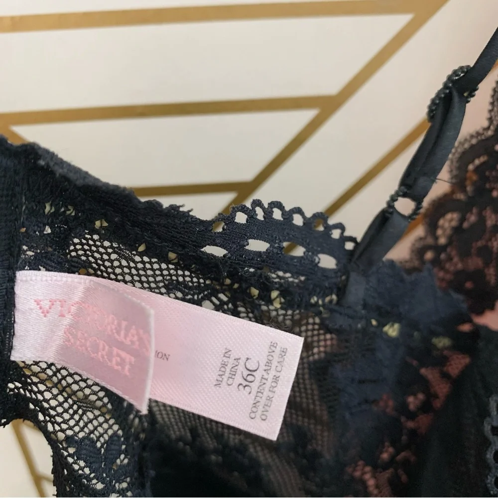 Victorias Secret Lace bra & trim Babydoll slip lot 36C M satin tease collection